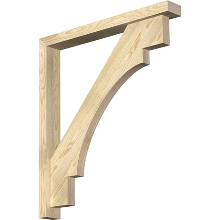 Ekena Millwork Merced Block Rough Sawn Bracket w/ Offset Brace, Douglas Fir, 4"W x 32"D x 36"H BKT0402X32X36MRC05RDF